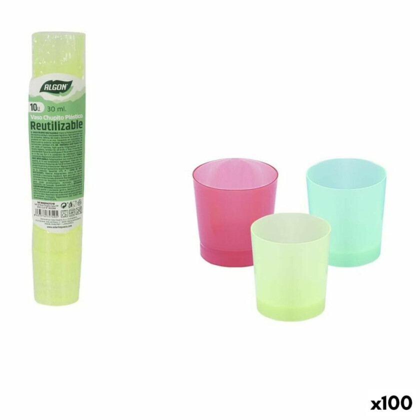 Sett med Shotglass Algon Gjenbruk polypropylen 10 Deler 30 ml (100 enheter)