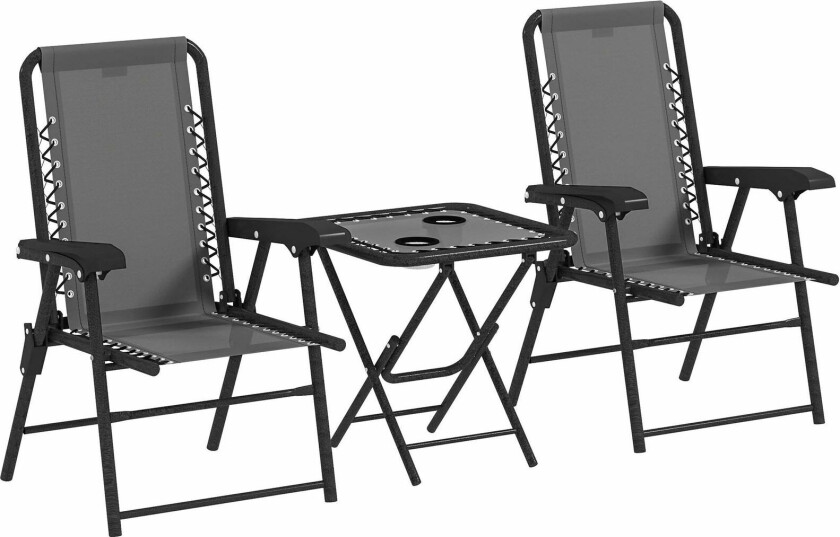 Utendørs bistrosett – 3 deler, sammenleggbar, mørkegrått stål