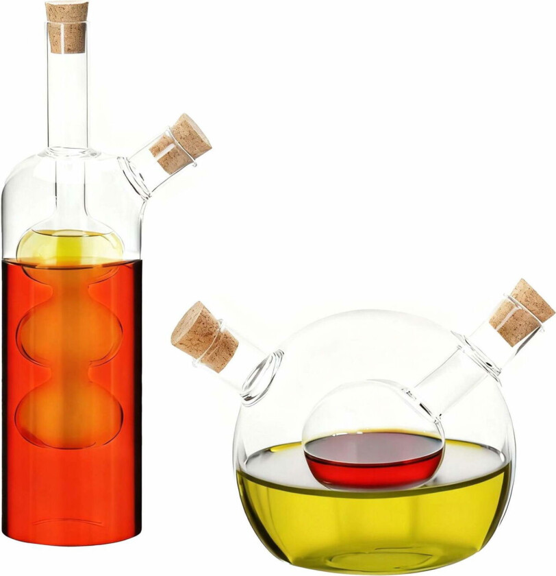 Eddik- og oljeflaskesett, 2-i-1 glassdispensere