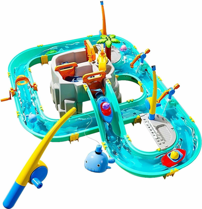 Vannlekebane for barn med båter og fiskemoro