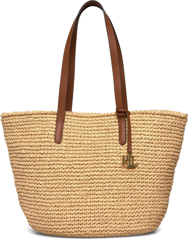 Crocheted Straw Large Lainey Tote Bag - Brown - ONE SIZE