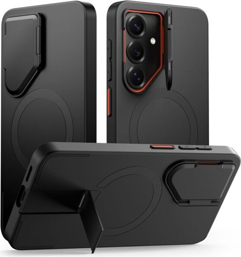 Kevlar Aura MagSafe-etui for Samsung Galaxy S26 - svart og oransje