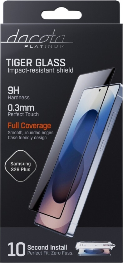 Samsung Galaxy S26+ Tiger Glass skjermbeskytter, svart