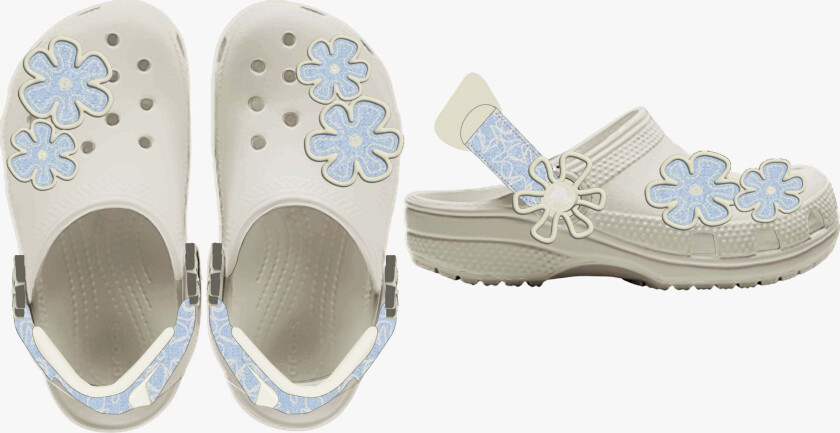 Classic Denim Flower Kids Tøfler, Summit White, 24-25 - Innesko & Tøfler - Plast