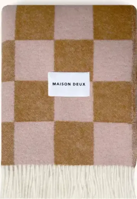 Checkerboard Pledd Rosa/Terracotta