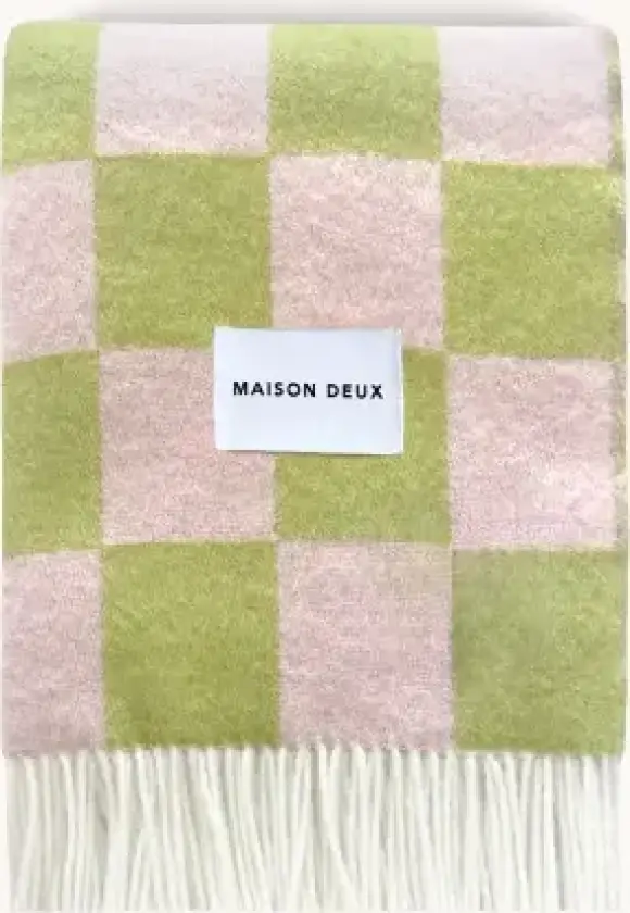 Checkerboard Pledd Grønn/Rosa