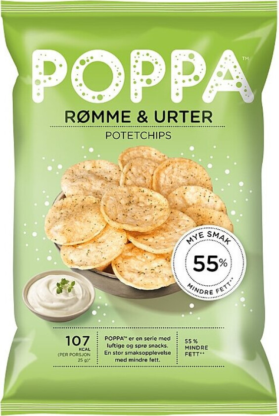 Poppa Chips Rømme&Urter 80g