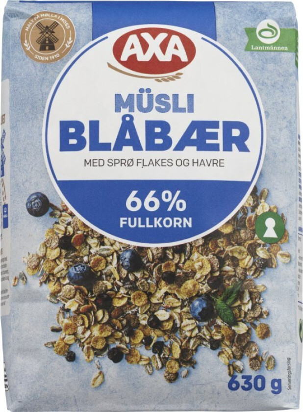 Müsli Blåbær 630g Axa