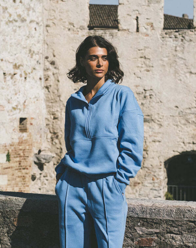 Celeste Half Zip Sweater Azure Blue