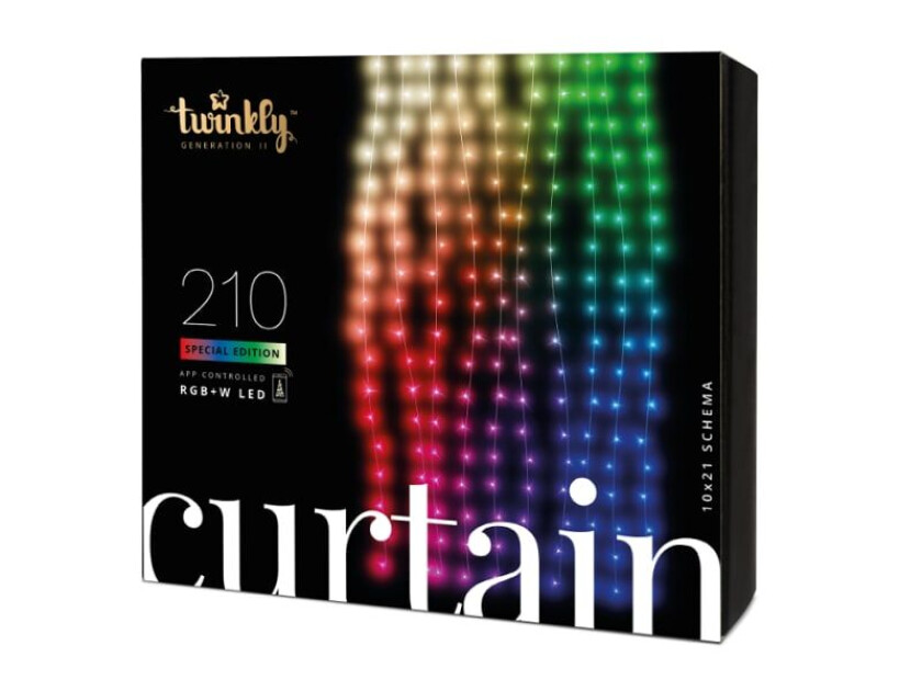 Curtain - 210 App-styrte 210 RGB + varmhvite lysdioder, 1,5 x 2,1 m, klar ledning