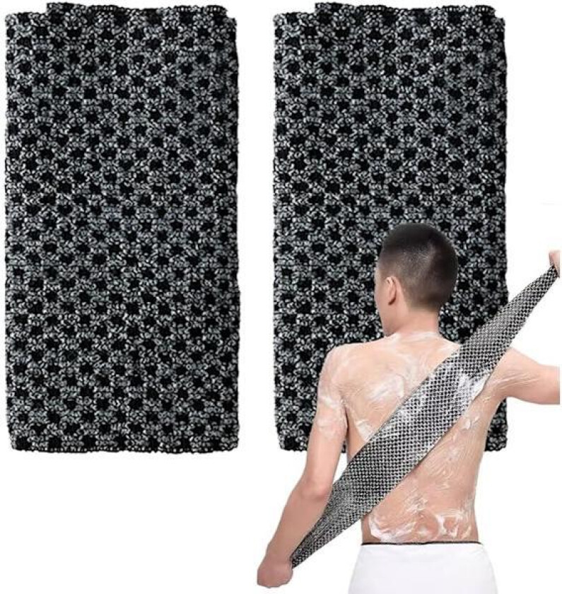 Bilde av Badehåndklær 2 stk Ryggskrubber 26 x 100 cm Eksfolierende håndklær Lange badehåndklær Sammenleggbar Effektiv rengjøring Ekstra lang eksfolierende vaskeklut for