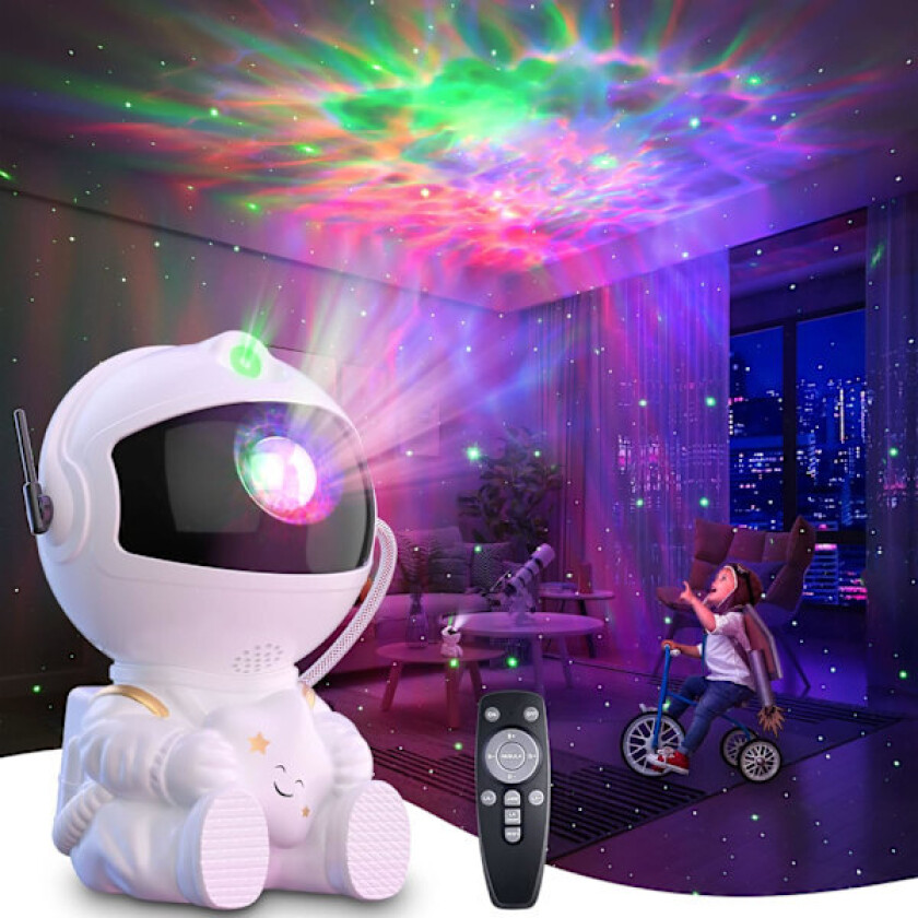 Astronaut Galaxy Projektor Stjernehimmel Nattlampe Projektor med Fjernkontroll, USB-drevet 360° Justerbar Rommann Lysprojektor_Spesielle Gaver
