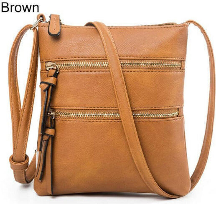 Crossbody-veske for dame med glidelås, BRUN Brun Brown-tfrf