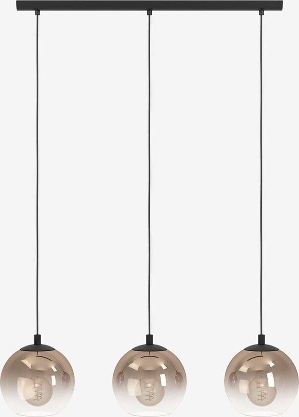 Pendellampe Ariscani Long , Svart/kobber, Svart