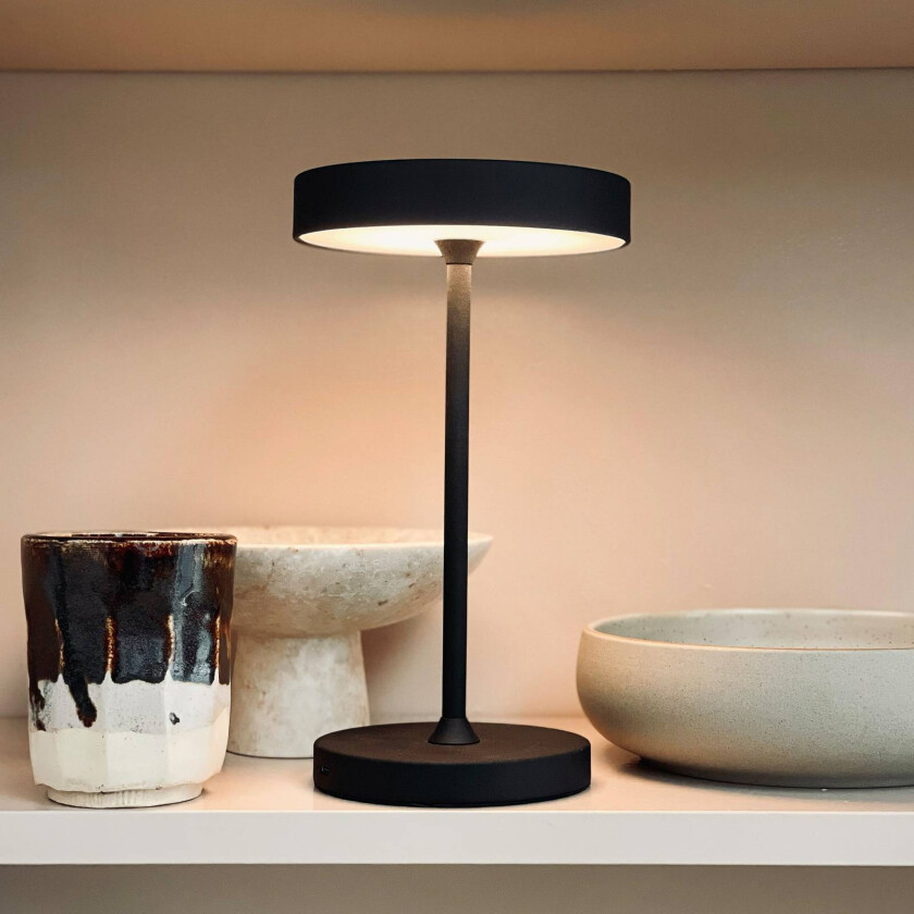 LED-batteridrevet bordlampe Starlight, svart, metall