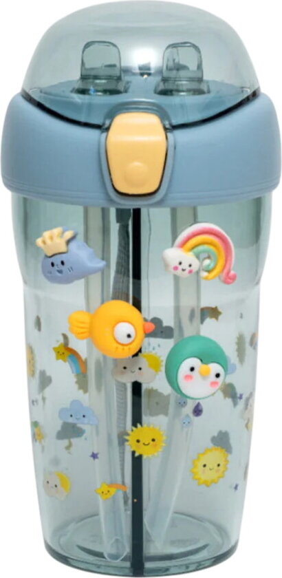 Drikkeflaske m. Sugerør - 430 ml - Musserende Sky - - OneSize - Drikkeflaske