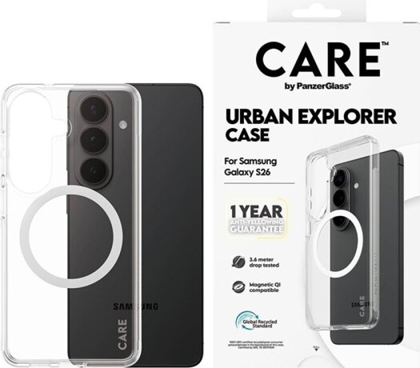 Urban Explorer Case Transparent w. White Qi Samsung Galaxy S26