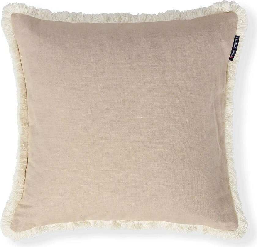 Linen/Cotton Fringe Pillow Cover - Beige - 50X50