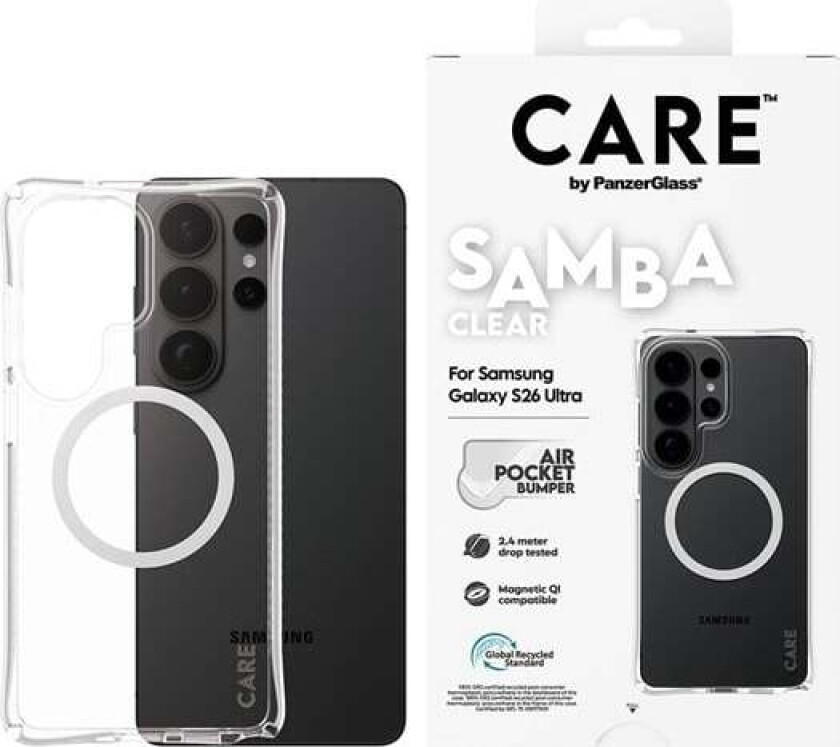 Samba Case Transparent w. White Qi Samsung Galaxy S26 Ultra