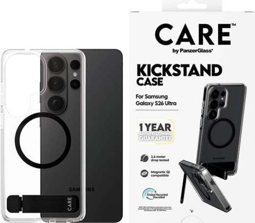 Urban Explorer Case Transparent w. Black Kickstand & Qi Samsung Galaxy S26 Ultra