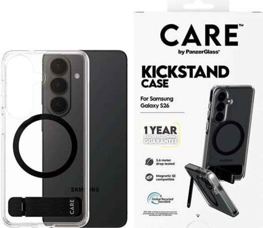 Urban Explorer Case Transparent w. Black Kickstand & Qi Samsung Galaxy S26