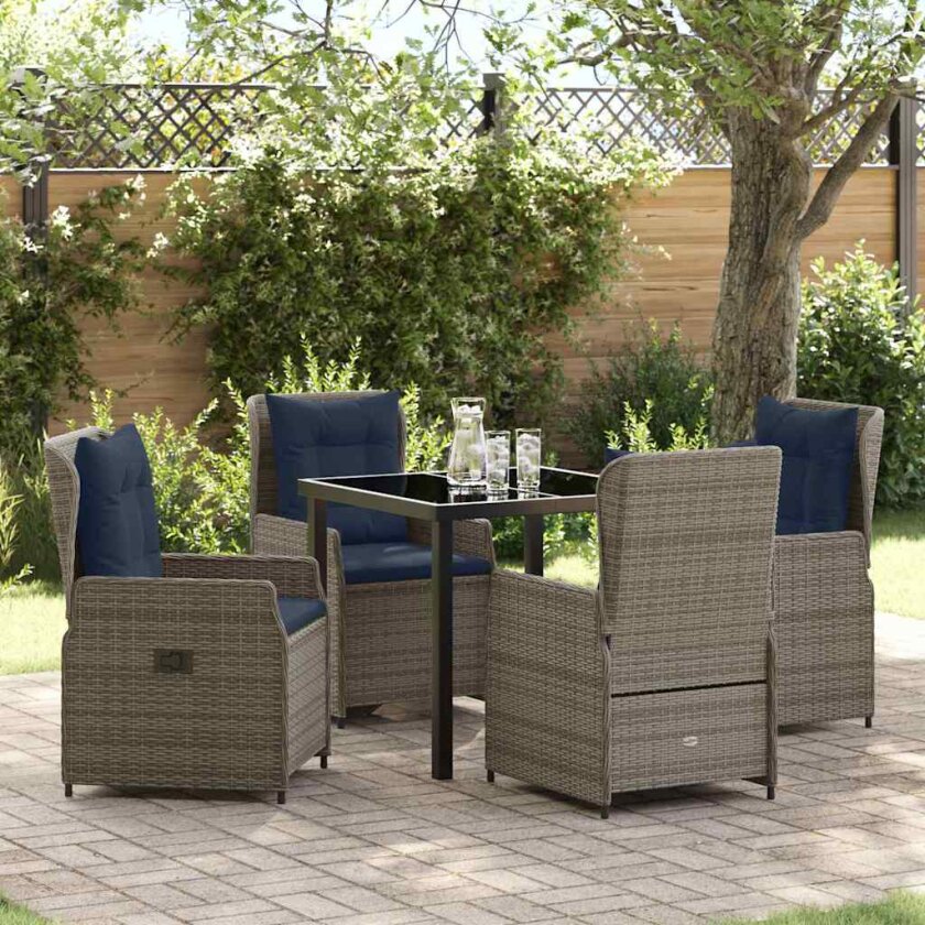 Hage Spisegruppe 5 pcs Grå Poly rattan