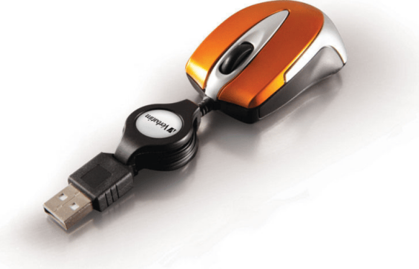 Verbatim Go Mini Optical Travel Mouse - Mus - høyre- og venstrehåndet - optisk - kablet - USB - vulkanoransje