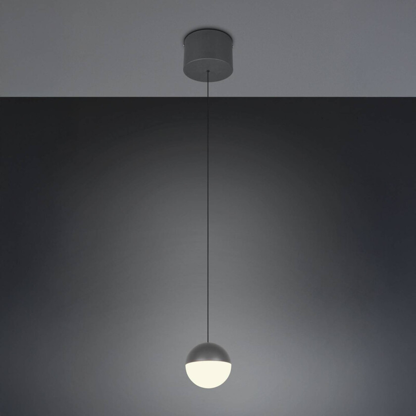 LED-hengelampe Senta, antrasitt, Ø 10 cm, 3000 K, 1 lyskilde.