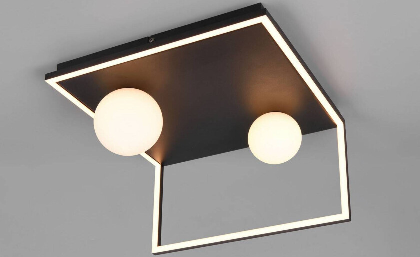 LED-taklampe Arola, matt svart, bredde 37 cm, metall