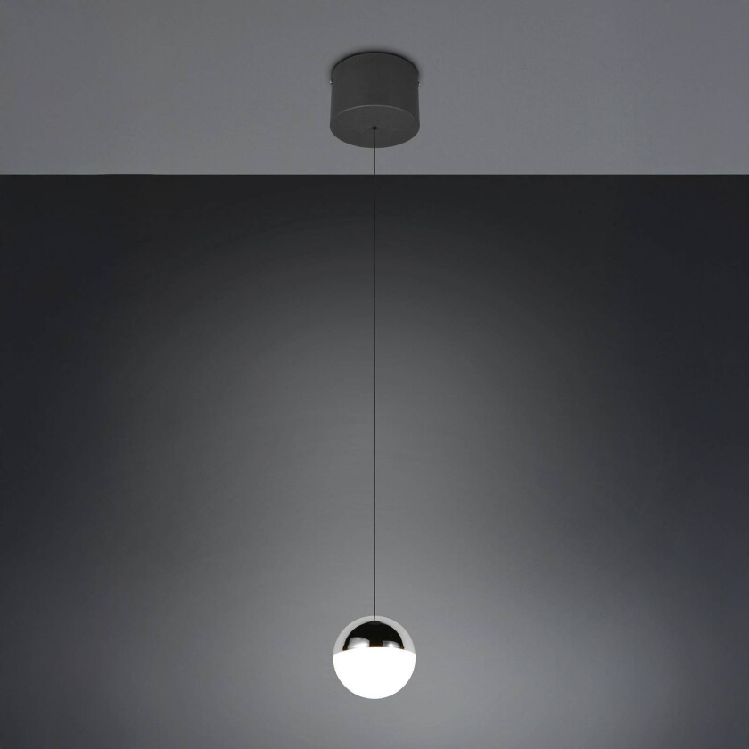 LED-hengelampe Senta, kromfarget, Ø 10 cm, 4.000 K 1 lyskilde.