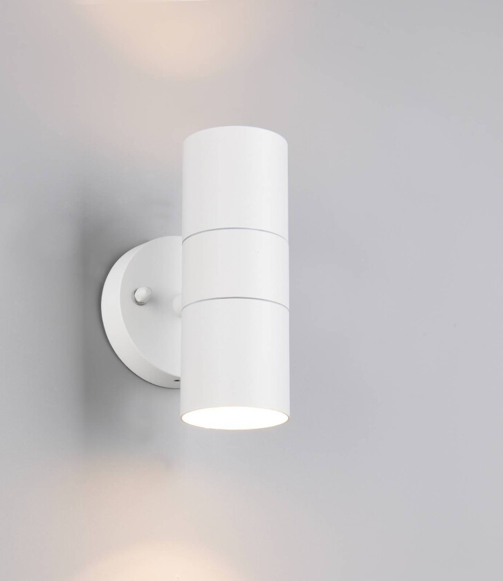 Utendørs vegglampe Turia, matt hvit, høyde 16 cm, metall