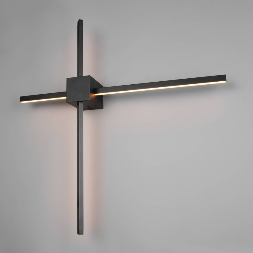 LED-vegglampe Cassino, matt svart, bredde 67 cm, metall