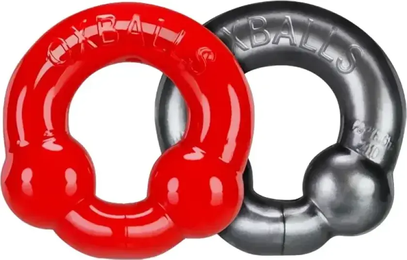 Ultraballs Cock Rings Silver Steel & Red