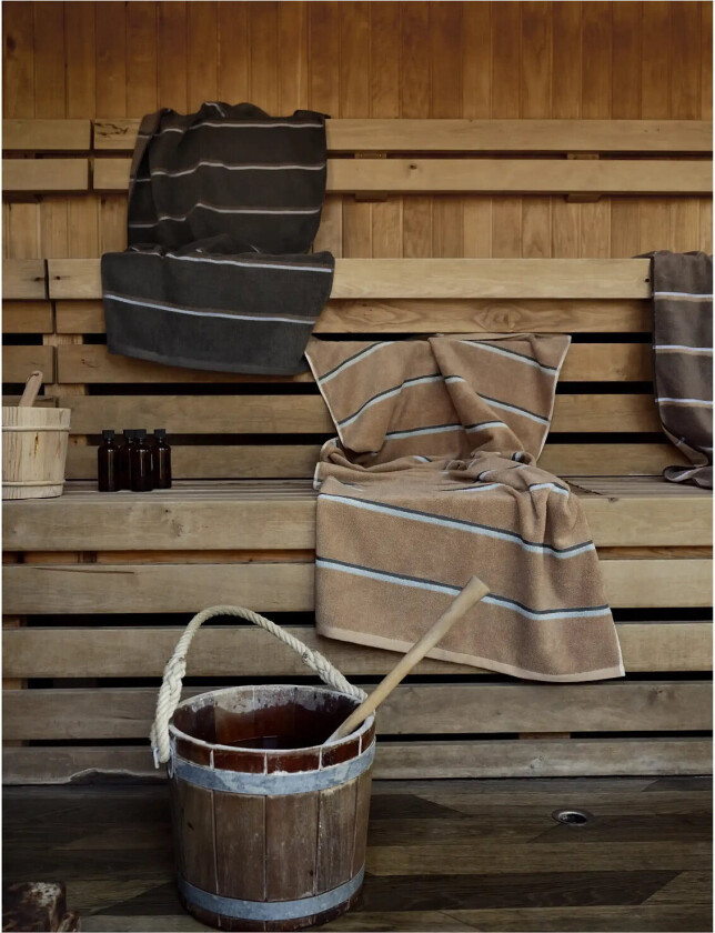 Badehåndklæde Sauna 70X140 Camel/Ice Blue/Olive Green - Brown - 140X70X0.5CM x 140