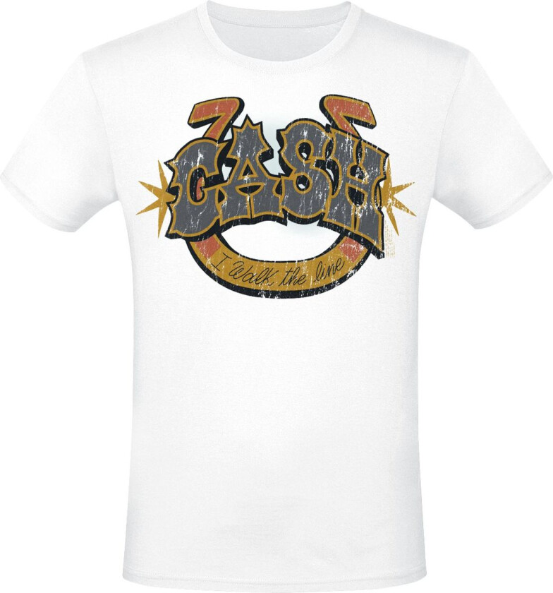T-skjorte - Walk The Line - S til 3XL - Herrer - hvit