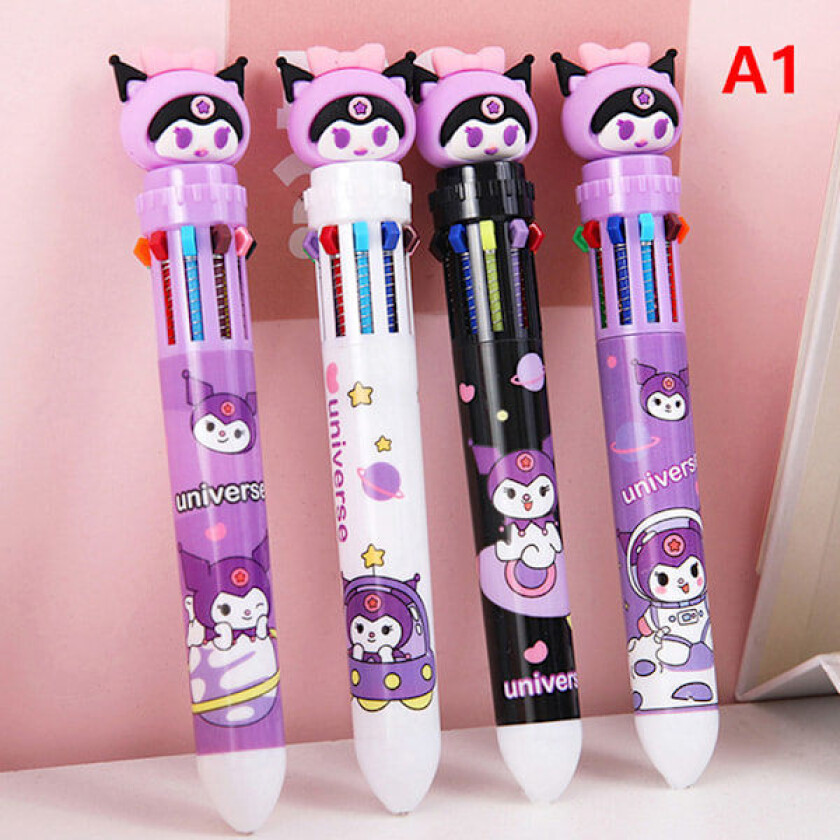 Tegneserie Kuromi 10-fargers kulepenn Kawaii 0,7 mm multipenn A1