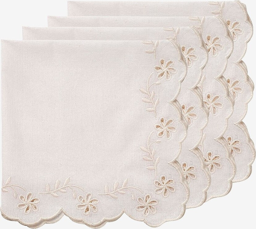 Serviett 4Pk Lace - Hvit