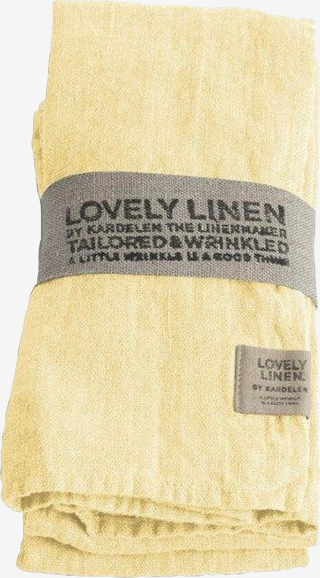 Serviett Lovely i vasket lin, 4-pk - Gul