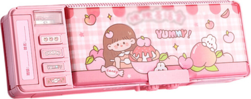 Pop-up multifunksjonelt penal for barn, søtt tegneseriemønster penal med dobbel passordlås og små rom, blyantspisser