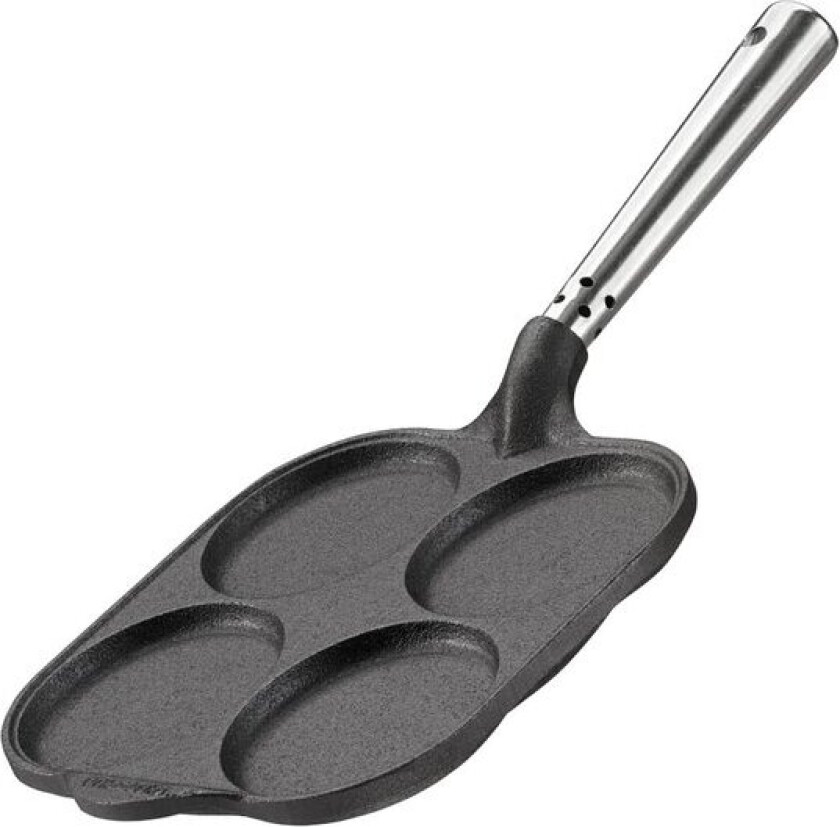 Professional egg-og bilinipanne med rustfritt stål håndtak 20 cm støpejern