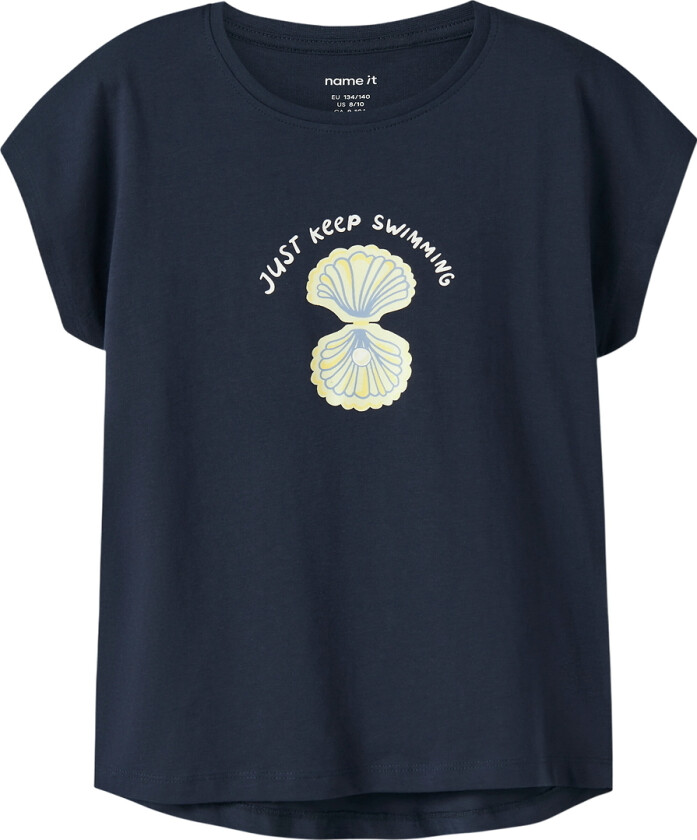 T-skjorte - NkfVigea - Navy Blazer/Shell - - 6 år (116) - T-skjorte