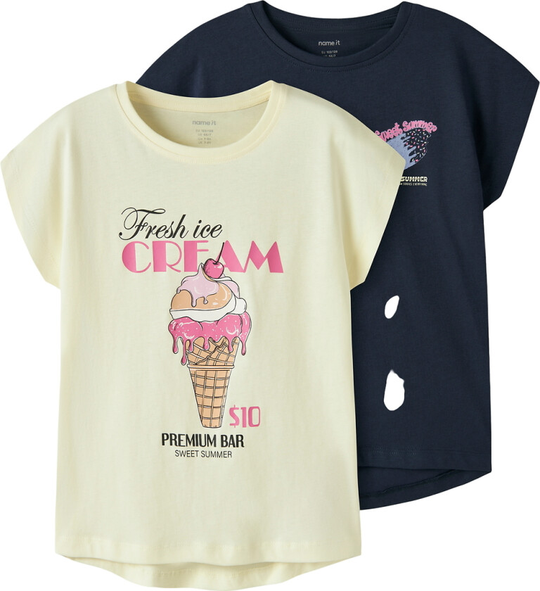 T-skjorte - NkfViolet - 2-pack - Navy Blazer/Pear Sorbet - - 13-14 år (158-164) - T-skjorte