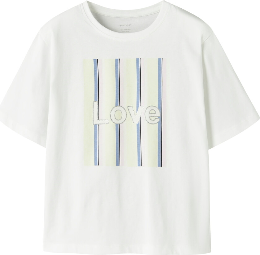 T-skjorte - NkfFalala - Bright White/Pear Sorbet Striper - - 6 år (116) - T-skjorte