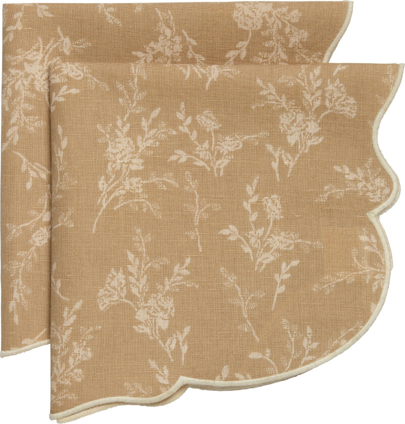 Gia Serviett Blomst 45x45 Cm 2-pk - Servietter & Tilbehør Bomull Beige - 7340149805801