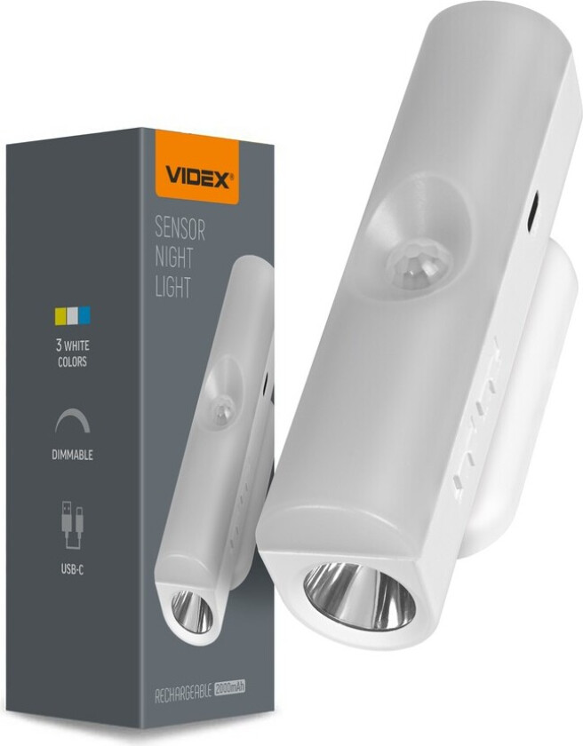 LED nattlampe - oppladbar, bevegelsessensor - Dimbar : Dimbar, Kulør : Nøytral