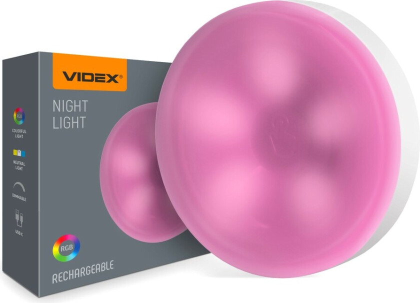 LED oppladbar nattlampe - Dimbar : Dimbar, Kulør : Nøytral