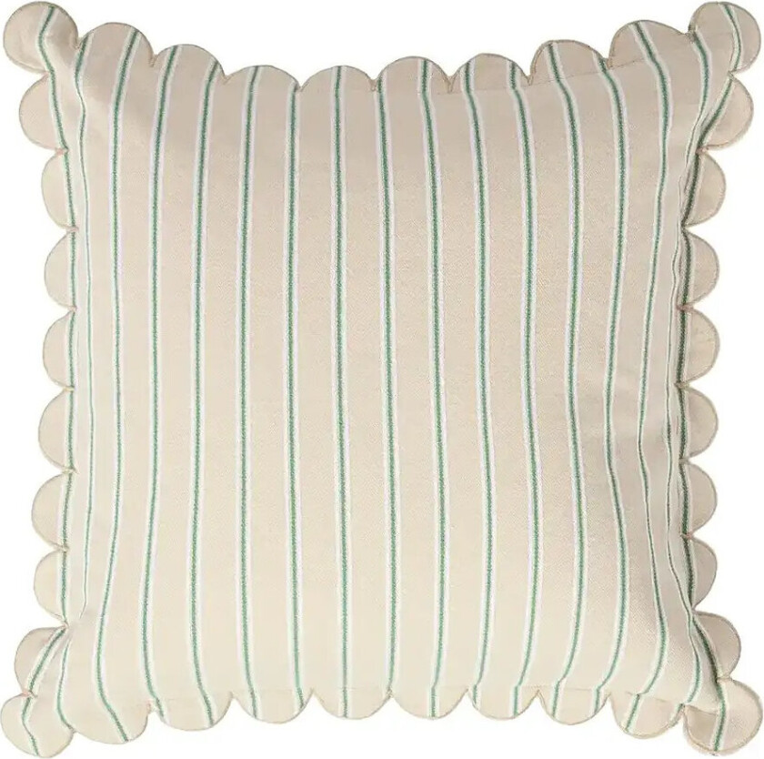 Striped Organic Cotton Scallop Wing Pillow Cover - Beige - 50X50