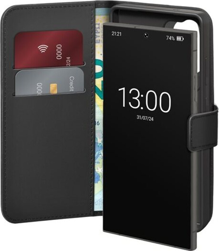 Eco-Leather-etui for Samsung Galaxy S26 Ultra med lommebok - Svart