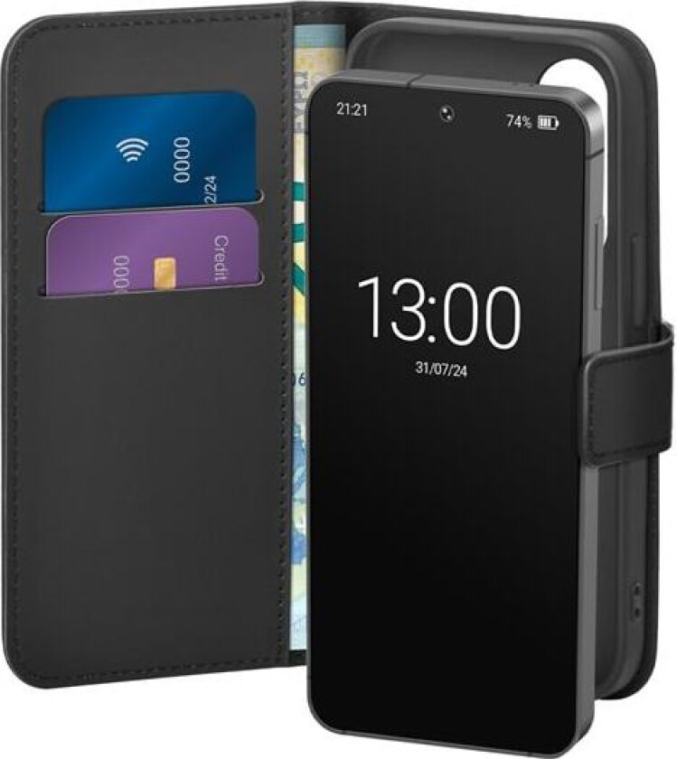 Eco-Leather-etui for Samsung Galaxy S26 med lommebok - Svart