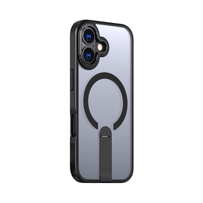 Hybrid Armor X-etui for iPhone 17 med MagSafe-kompatibelt stativ - svart